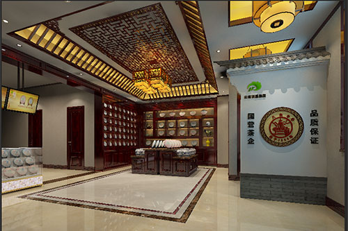 淮阴古朴典雅的中式茶叶店大堂设计效果图